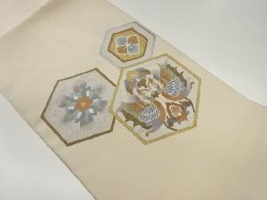 綴れ向かい鳳凰に花模様織出し名古屋帯